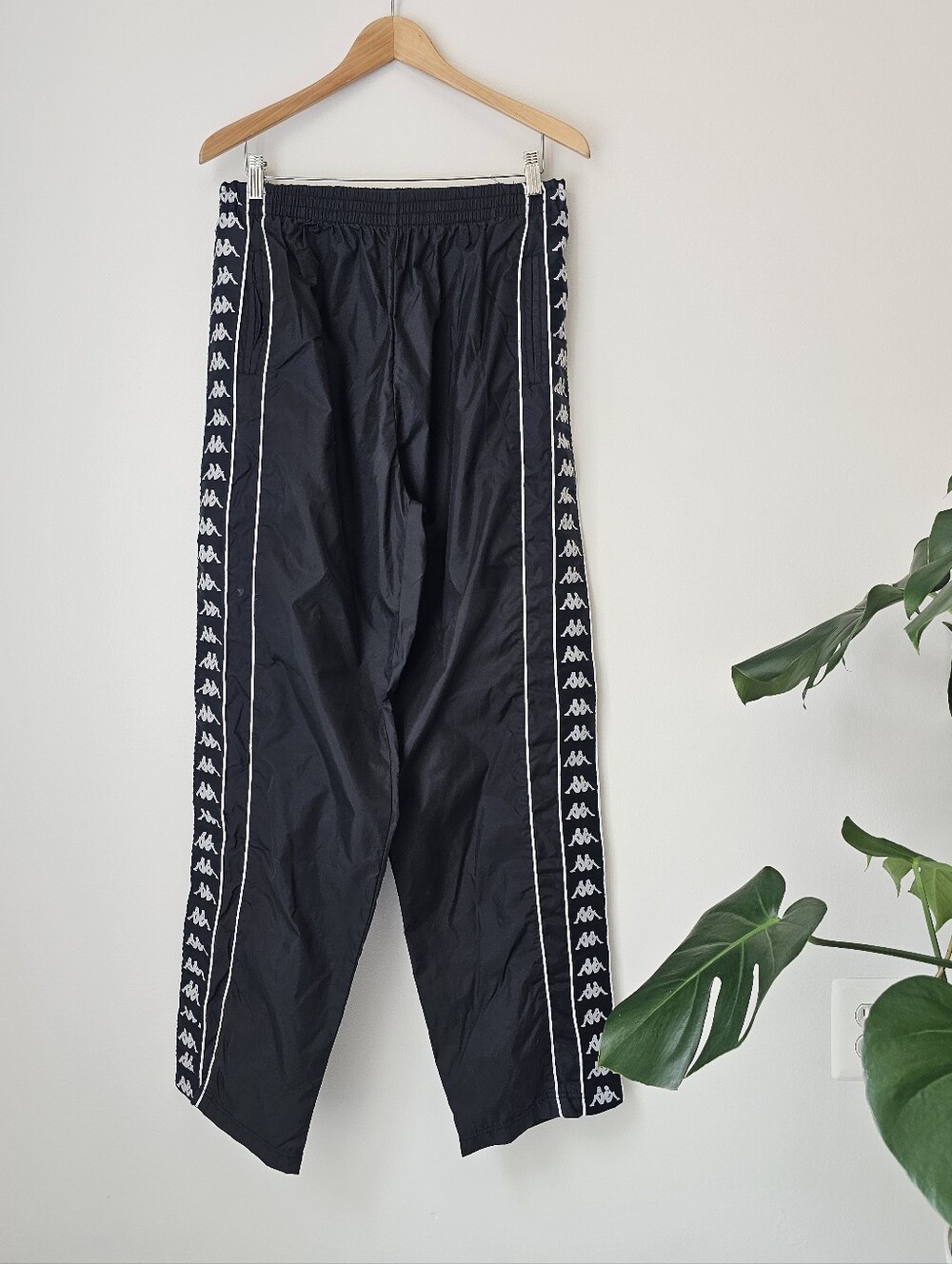 Kappa Black Track Pants with Side Logo Tape